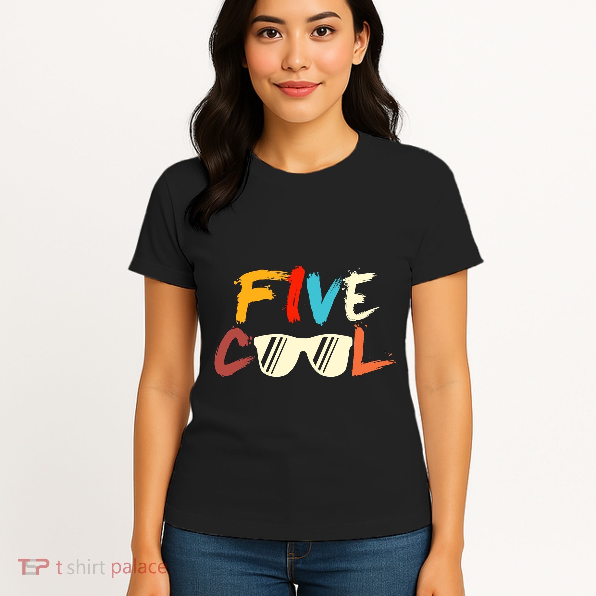 Funny Five Cool Glasses Years Old 5th Birthday Anniversary Women's T-Shirt