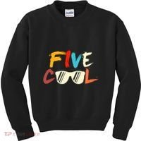 Funny Five Cool Glasses Years Old 5th Birthday Anniversary Kids Sweatshirt thumb 0