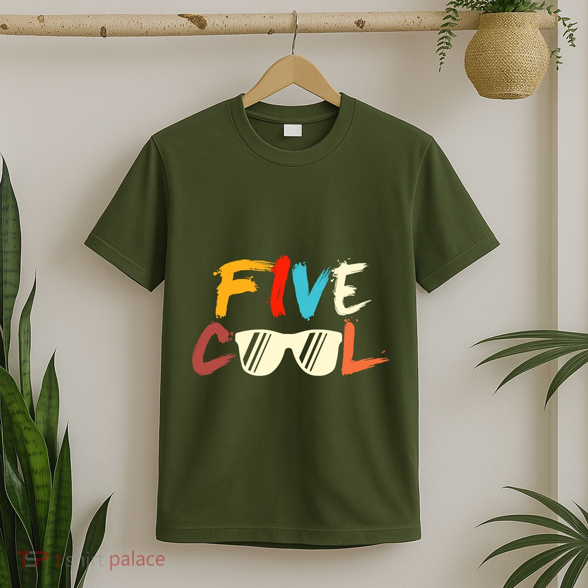 Funny Five Cool Glasses Years Old 5th Birthday Anniversary T-Shirt