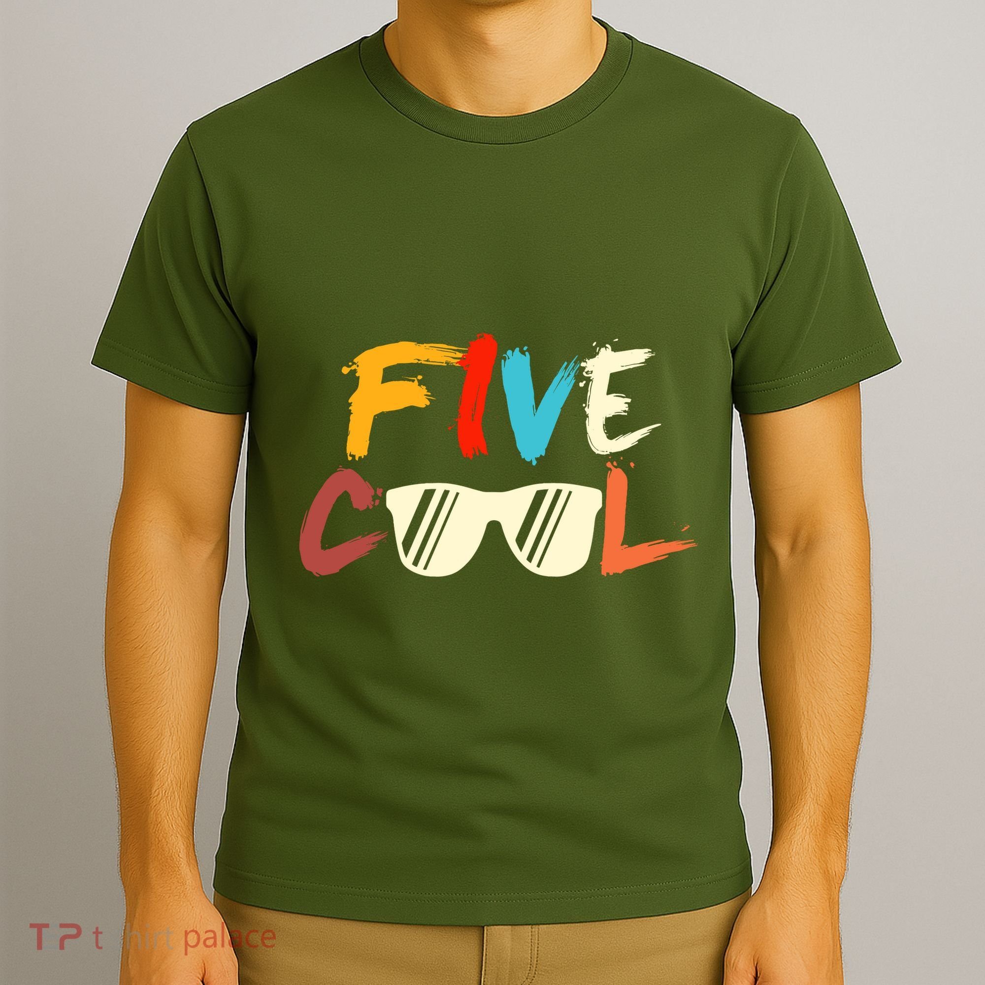 Funny Five Cool Glasses Years Old 5th Birthday Anniversary T-Shirt