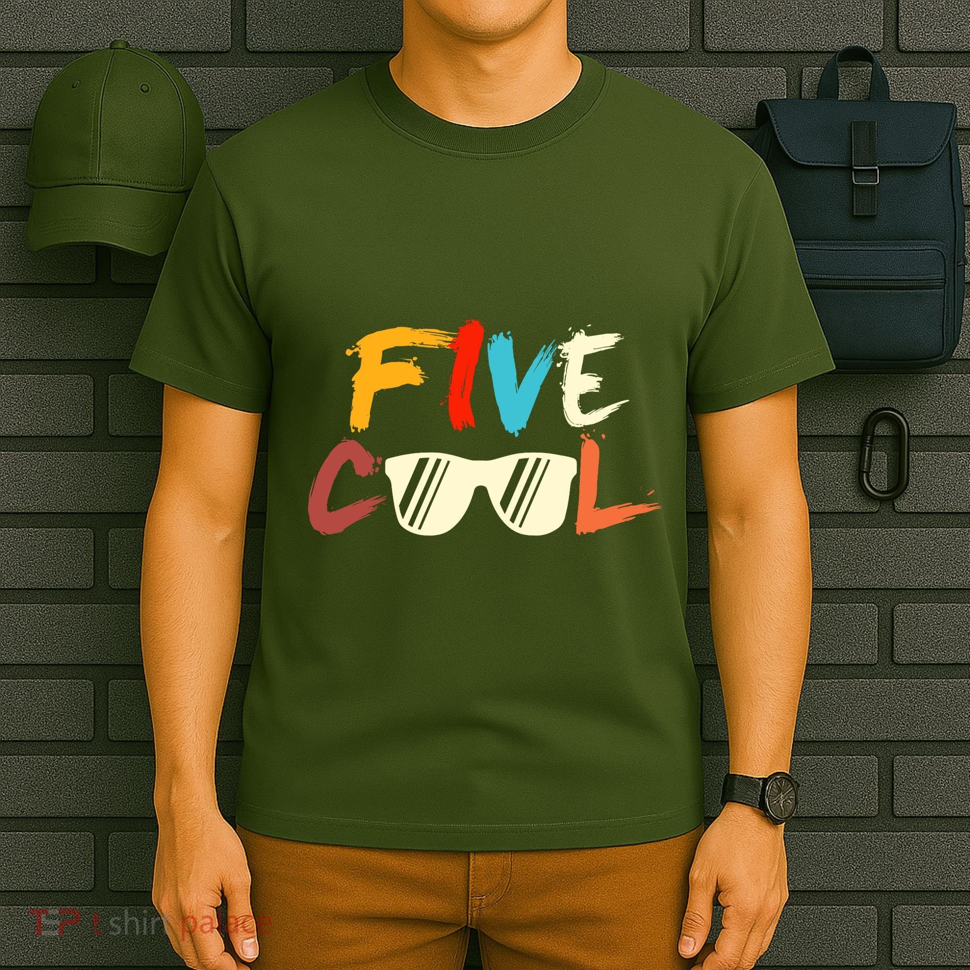 Funny Five Cool Glasses Years Old 5th Birthday Anniversary T-Shirt
