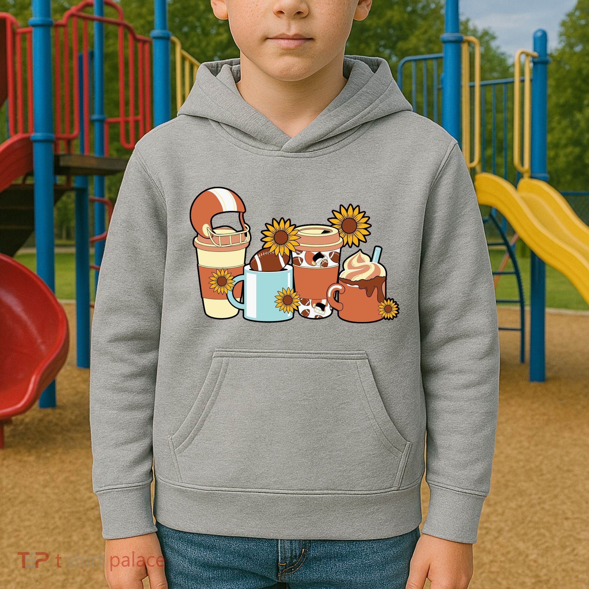 Football Fall Coffee Lover Kids Hoodie
