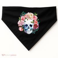 Fancy Flower Crown Skull USA-Made Doggie Bandana thumb 0