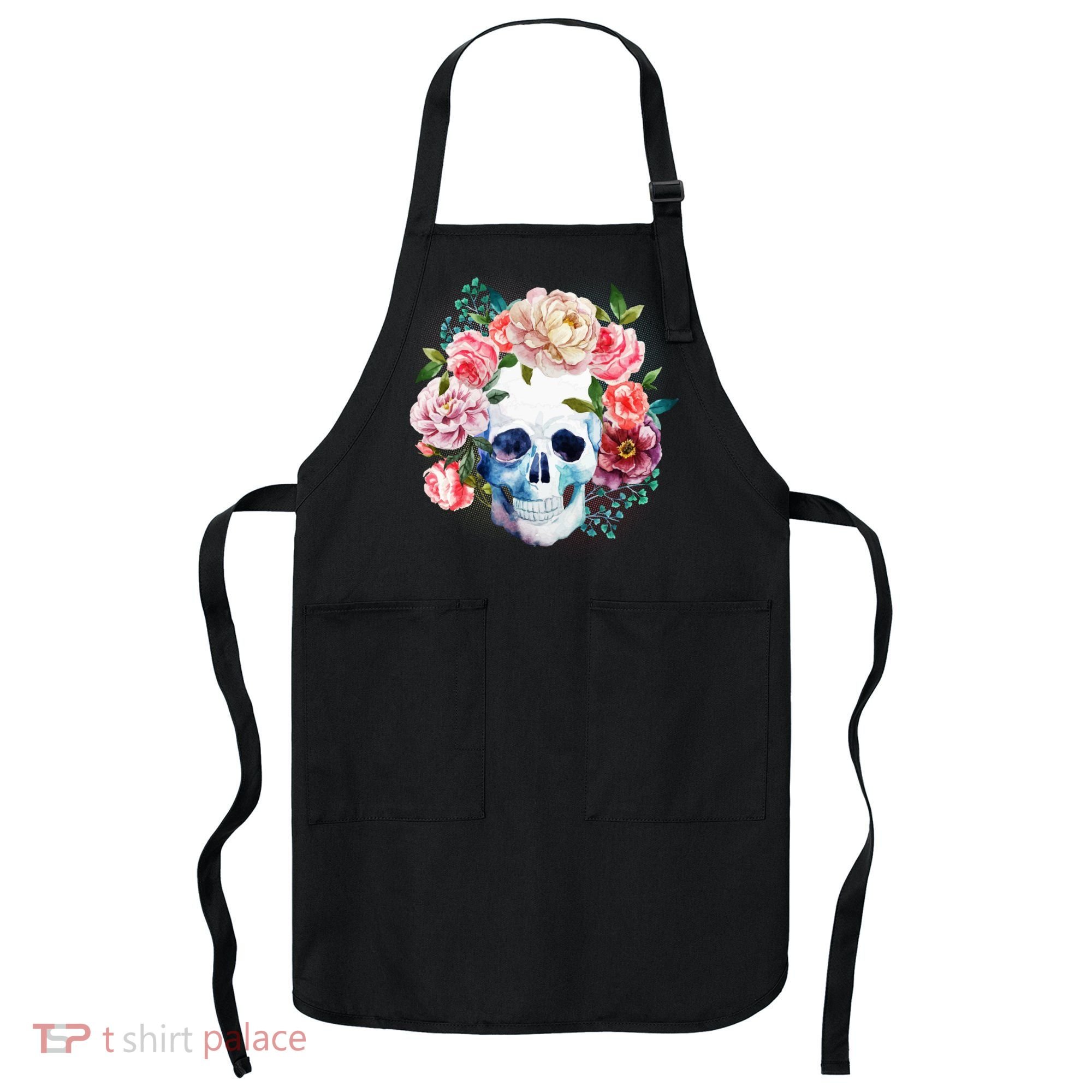 Fancy Flower Crown Skull Apron