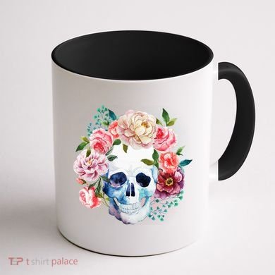 Fancy Flower Crown Skull Coffee Mug back