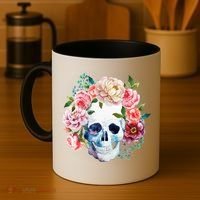 Fancy Flower Crown Skull Coffee Mug thumb 4