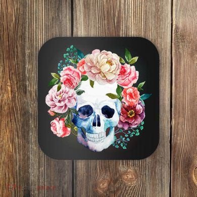 Fancy Flower Crown Skull Coaster