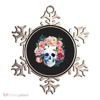 Fancy Flower Crown Skull Ornament
