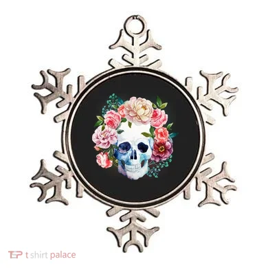 Fancy Flower Crown Skull Ornament