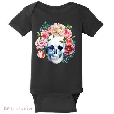 Fancy Flower Crown Skull Baby Bodysuit