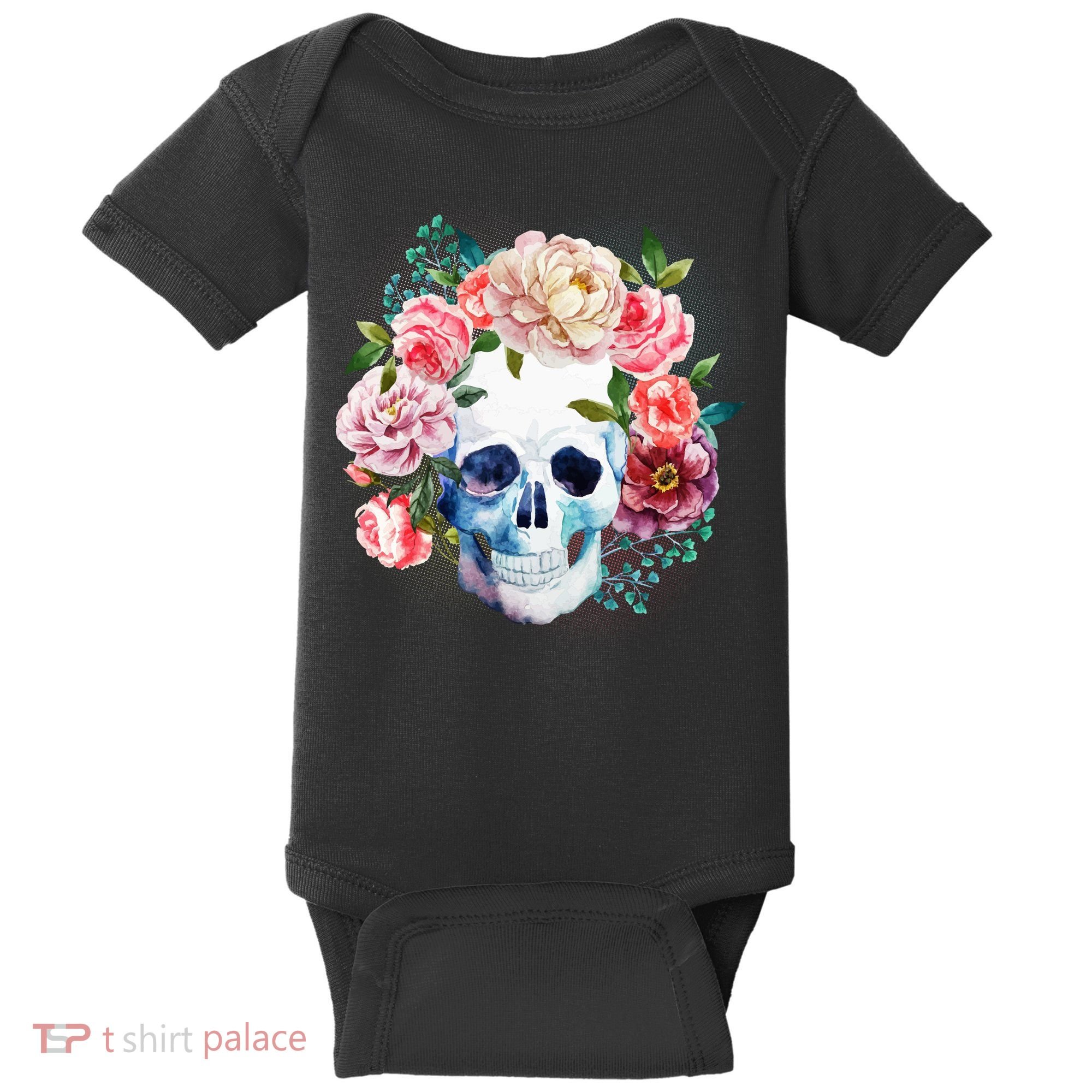 Fancy Flower Crown Skull Baby Bodysuit