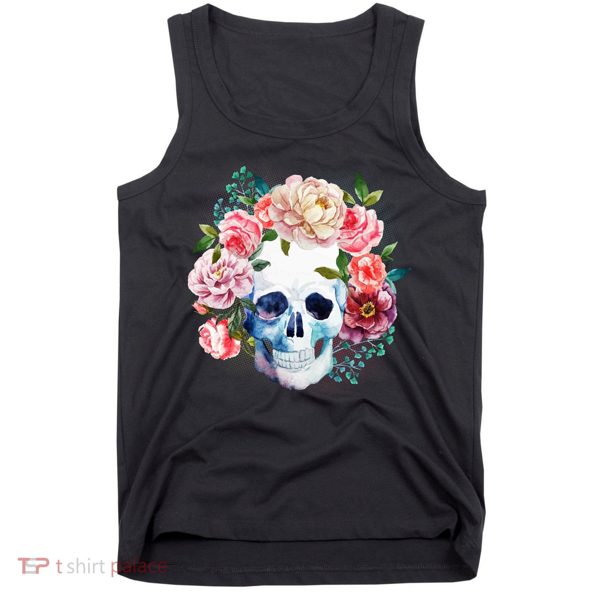 Fancy Flower Crown Skull Tank Top