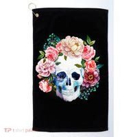 Fancy Flower Crown Skull Golf Towel thumb 0