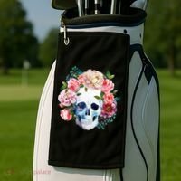 Fancy Flower Crown Skull Golf Towel thumb 2