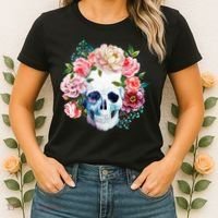 Fancy Flower Crown Skull Women's T-Shirt thumb 2