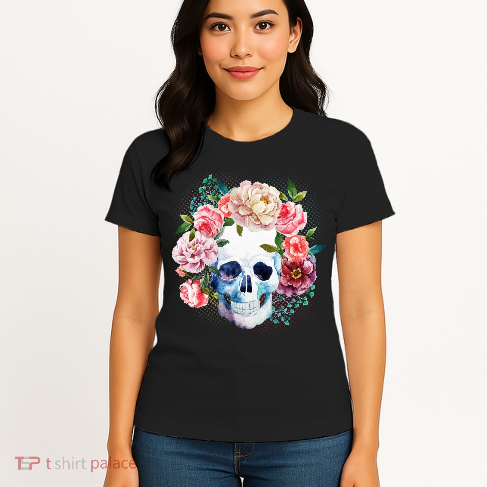 Fancy Flower Crown Skull Women's T-Shirt