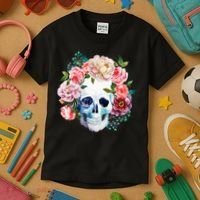 Fancy Flower Crown Skull Kids T-Shirt thumb 3