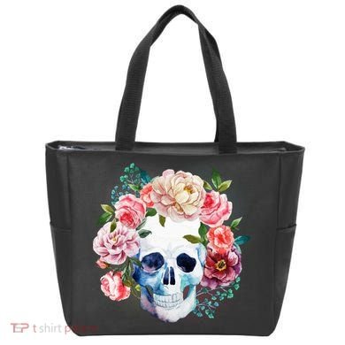 Fancy Flower Crown Skull Tote Bag