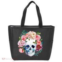 Fancy Flower Crown Skull Tote Bag thumb 0
