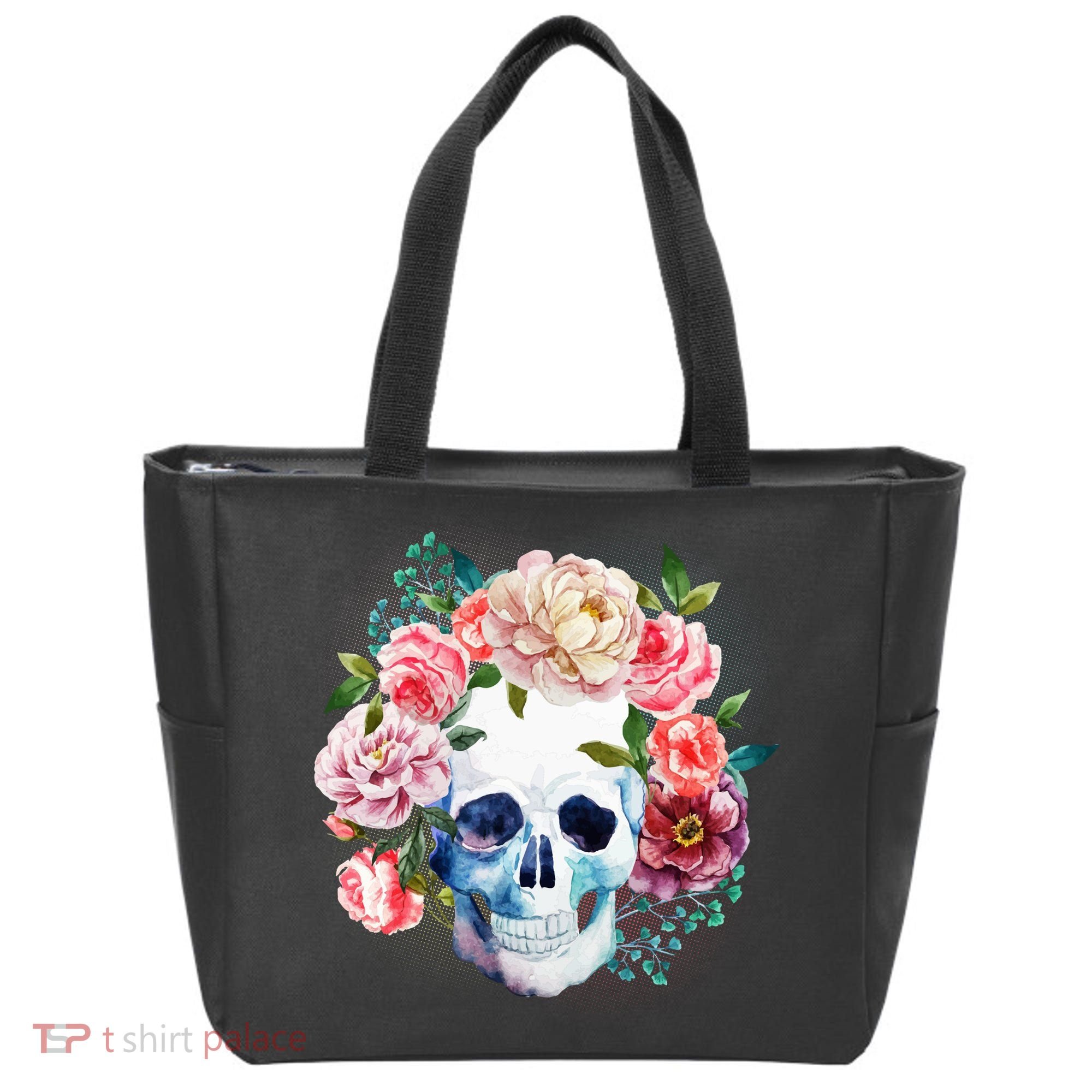 Fancy Flower Crown Skull Tote Bag