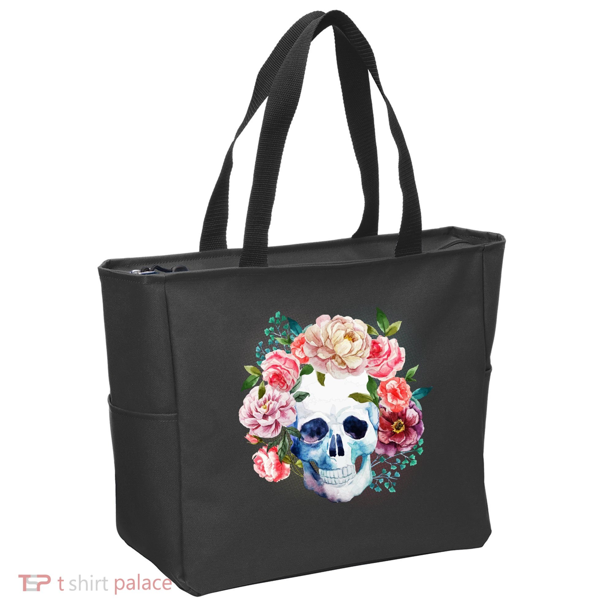 Fancy Flower Crown Skull Tote Bag