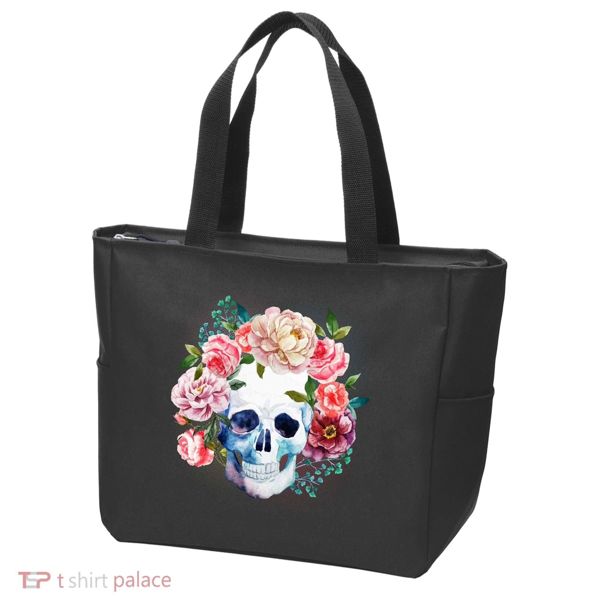 Fancy Flower Crown Skull Tote Bag