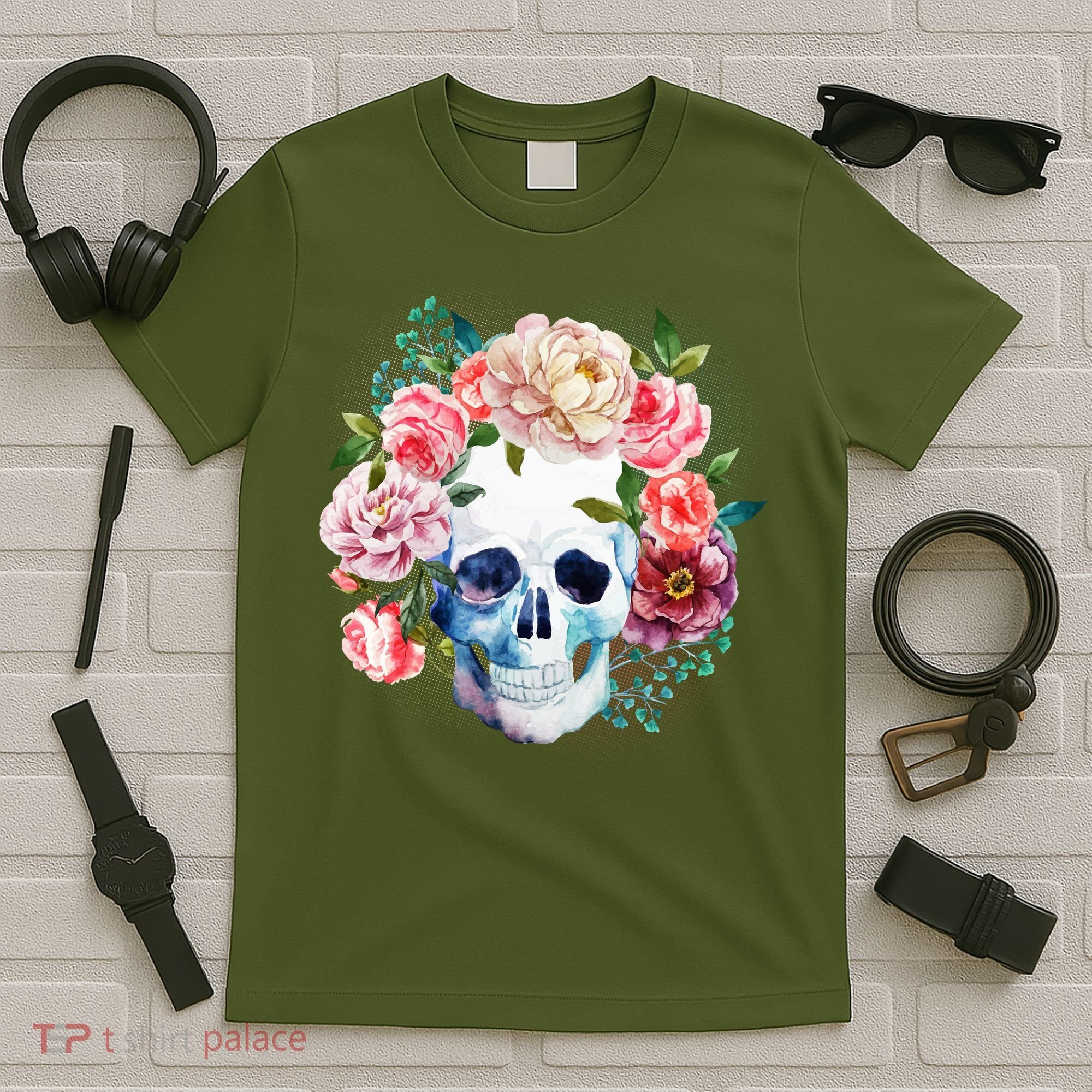 Fancy Flower Crown Skull T-Shirt