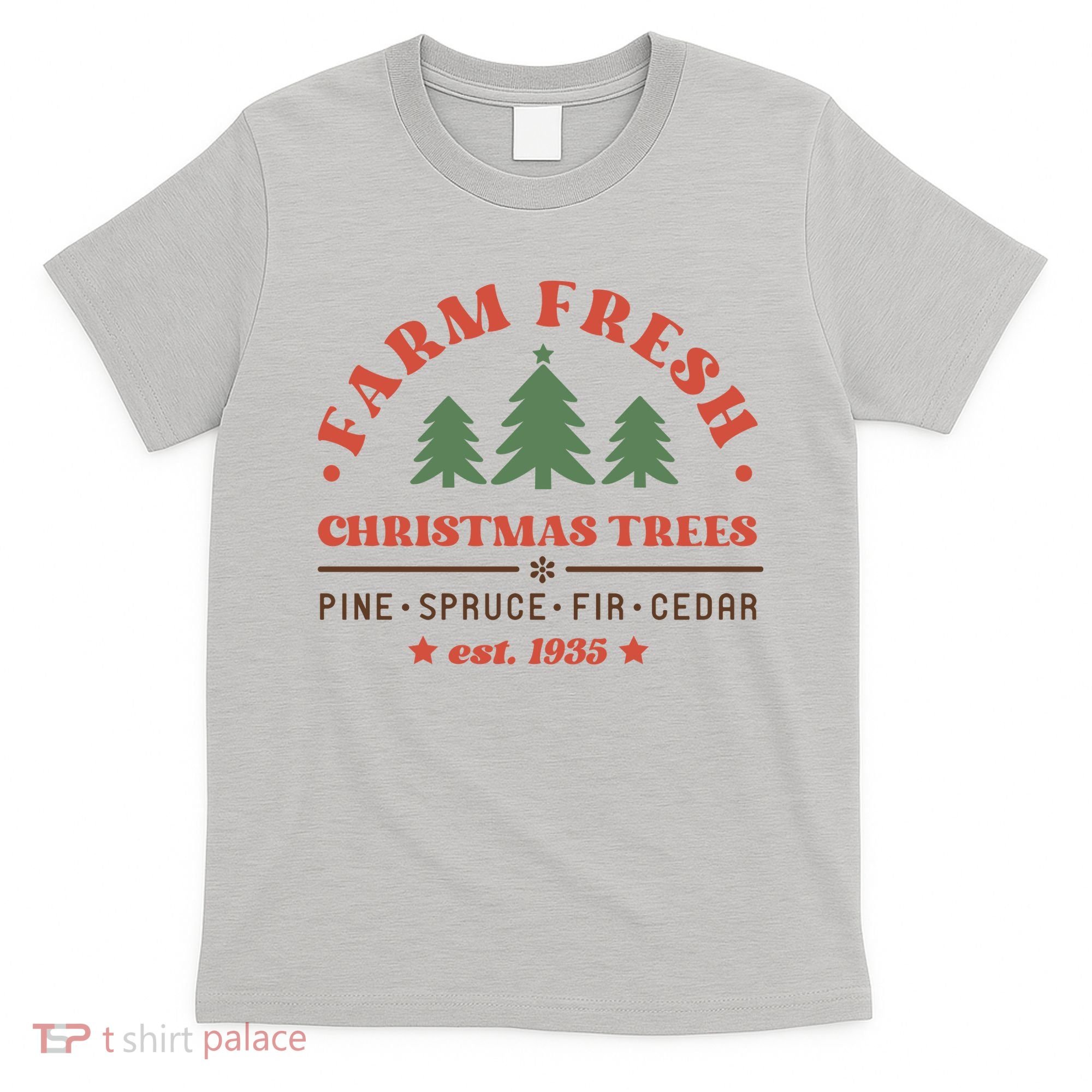 Farm Fresh Christmas Trees Funny Xmas Graphic Plus Size T-Shirt