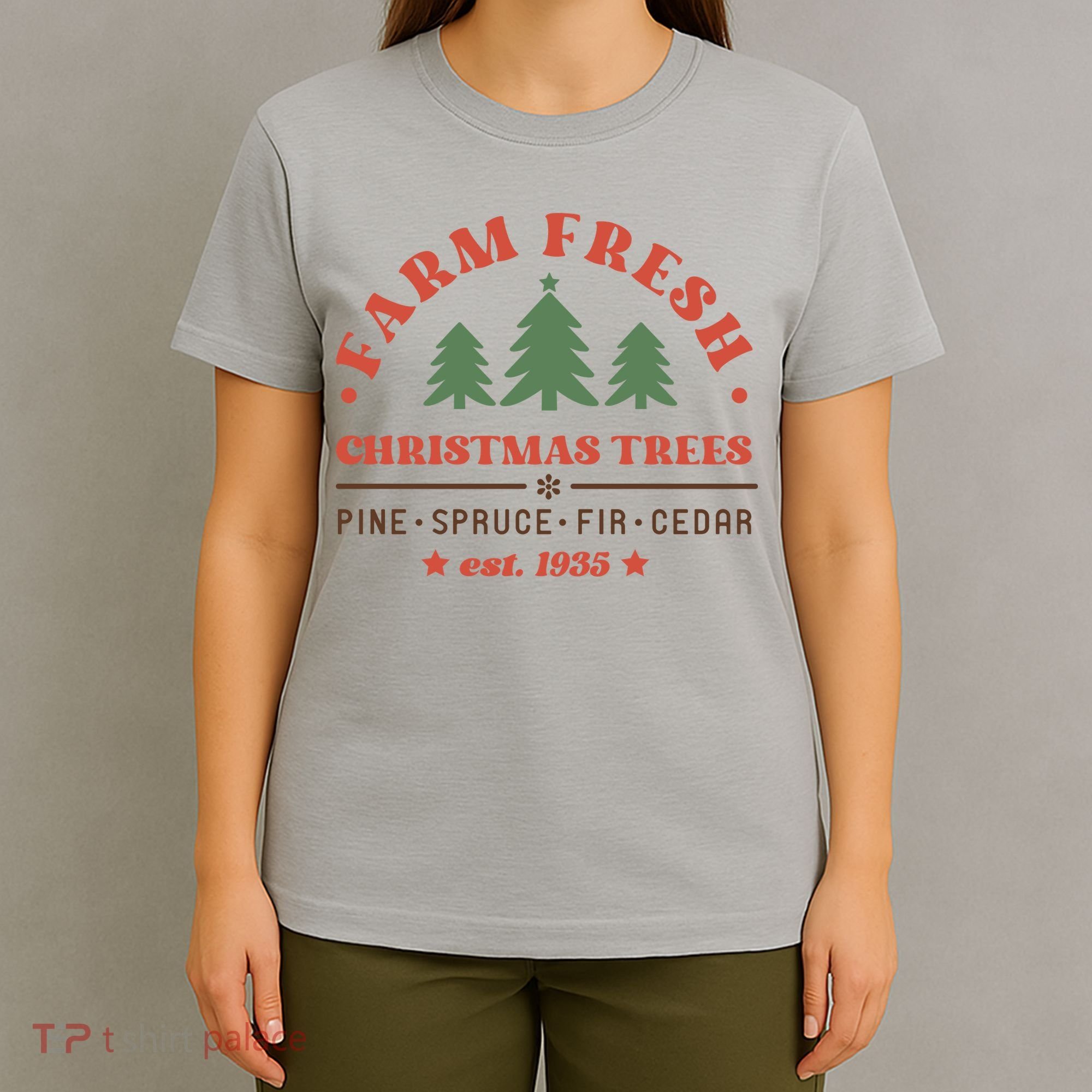 Farm Fresh Christmas Trees Funny Xmas Graphic Plus Size T-Shirt