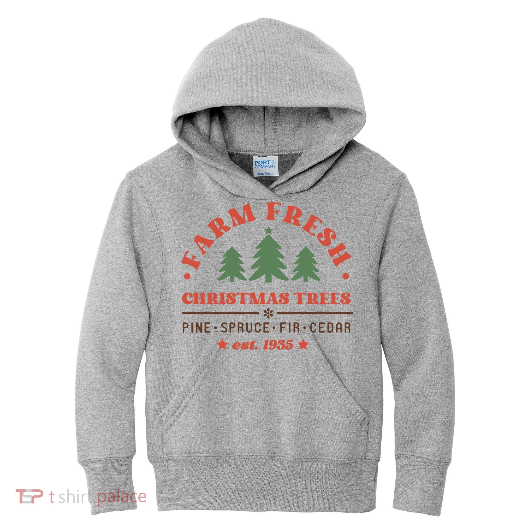 Farm Fresh Christmas Trees Funny Xmas Graphic Plus Size Kids Hoodie