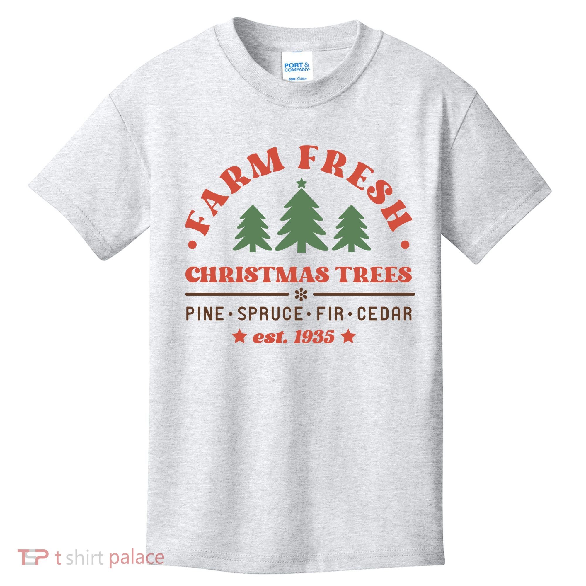 Farm Fresh Christmas Trees Funny Xmas Graphic Plus Size Kids T-Shirt