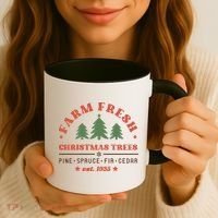 Farm Fresh Christmas Trees Funny Xmas Graphic Plus Size Coffee Mug thumb 3