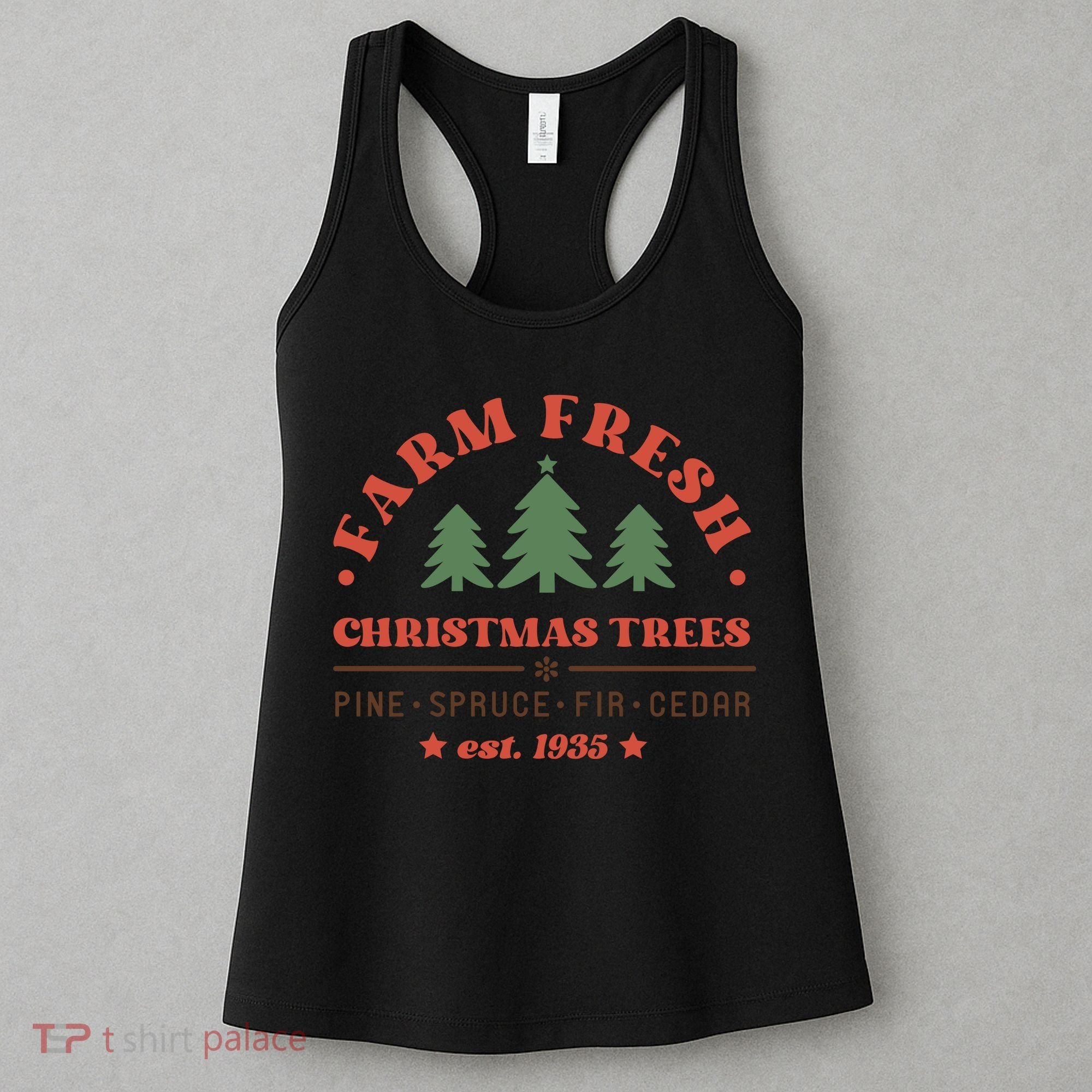 Farm Fresh Christmas Trees Funny Xmas Graphic Plus Size Women's Tank Top