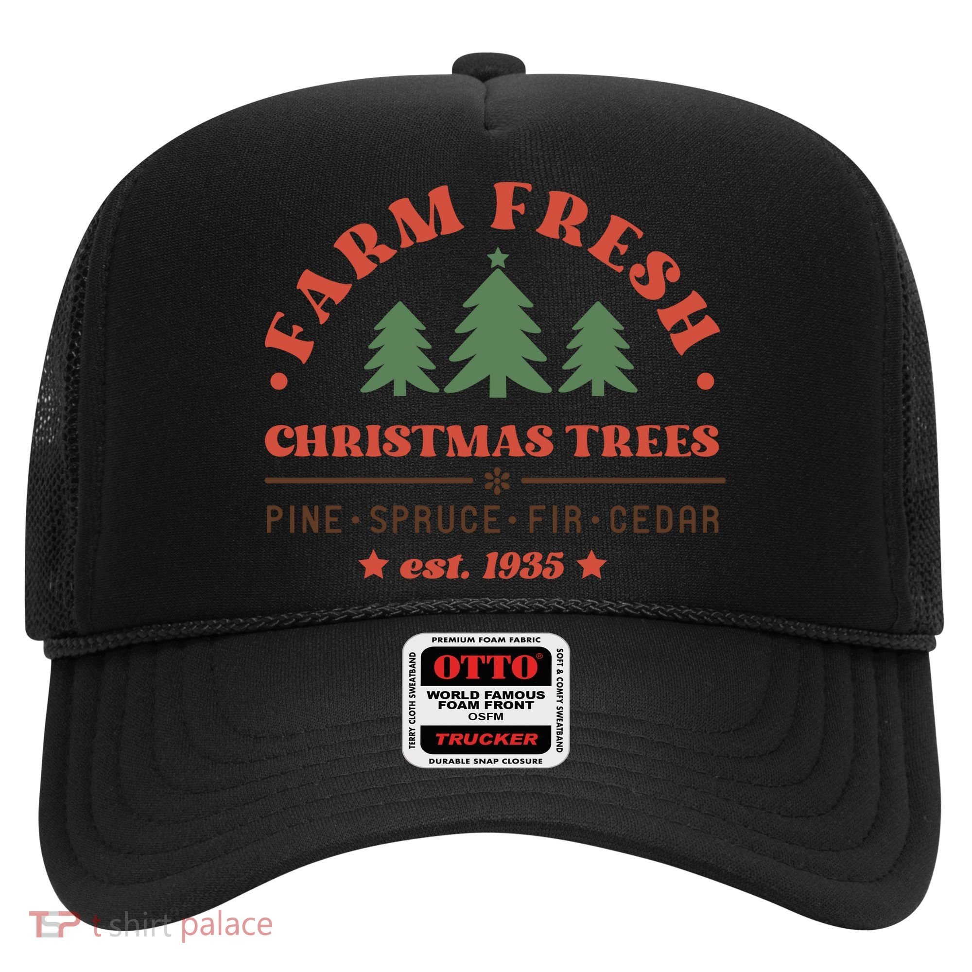 Farm Fresh Christmas Trees Funny Xmas Graphic Plus Size Hat