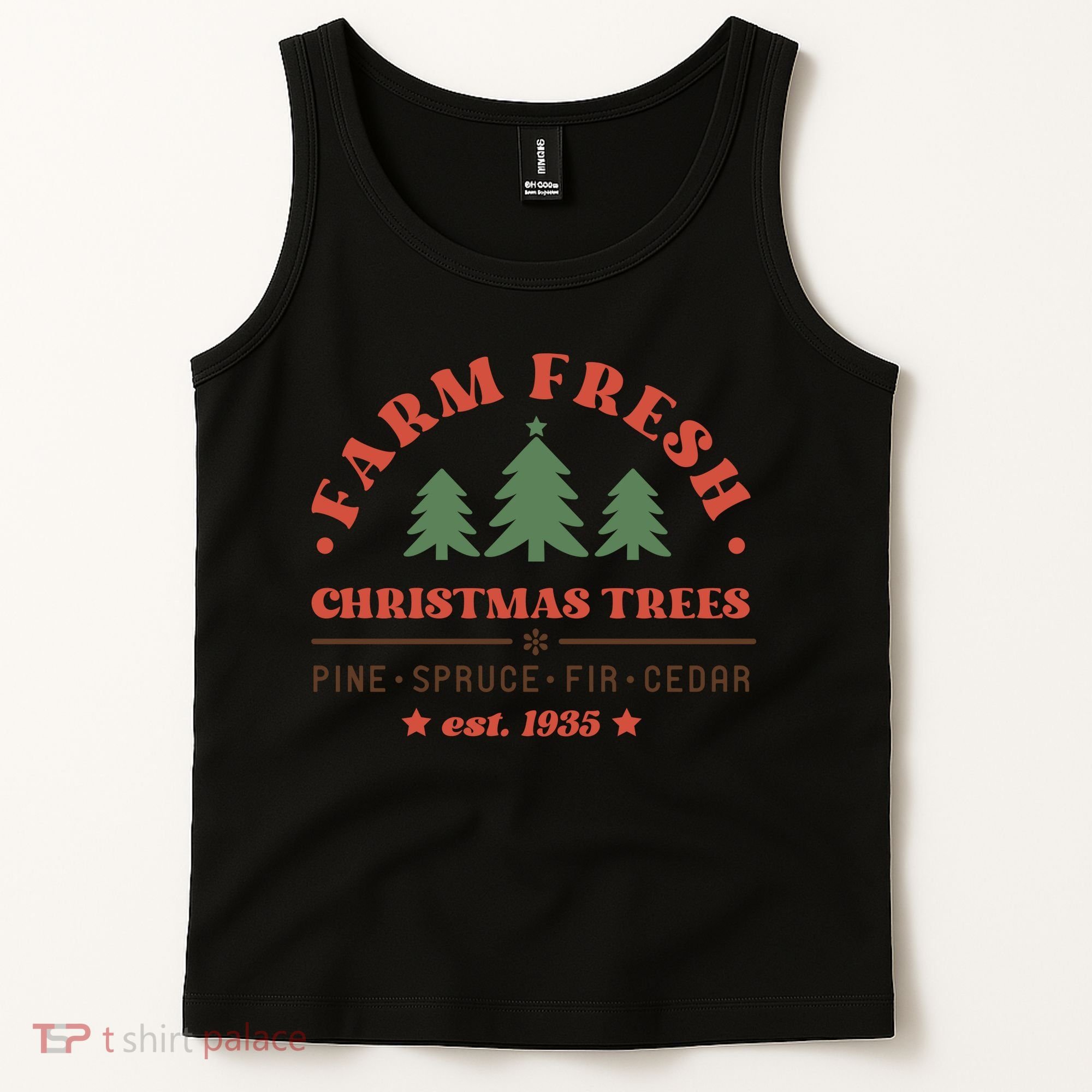 Farm Fresh Christmas Trees Funny Xmas Graphic Plus Size Tank Top
