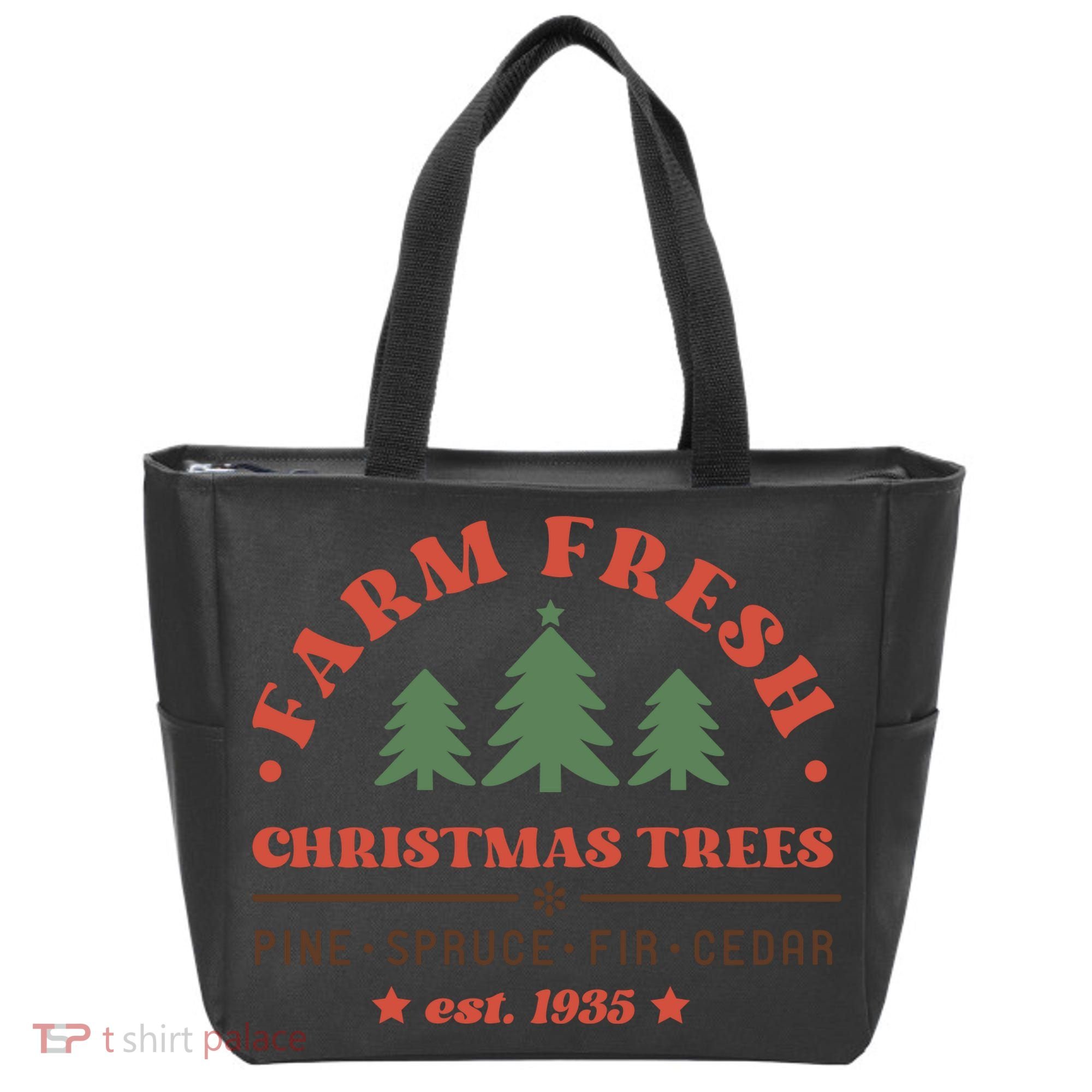 Farm Fresh Christmas Trees Funny Xmas Graphic Plus Size Tote Bag