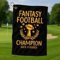 Fantasy Football Champion Funny FFL Draft Champ Golf Towel thumb 1