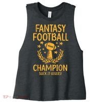 Fantasy Football Champion Funny FFL Draft Champ Women's Racerback Cropped Tank thumb 0
