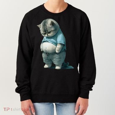 Funny Fat Cat Art Design Fat Kitten Cat Lover Women's Sweatshirt