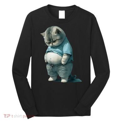 Funny Fat Cat Art Design Fat Kitten Cat Lover Long Sleeve Shirt