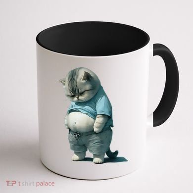 Funny Fat Cat Art Design Fat Kitten Cat Lover Coffee Mug back