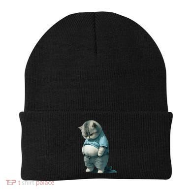 Funny Fat Cat Art Design Fat Kitten Cat Lover Beanie