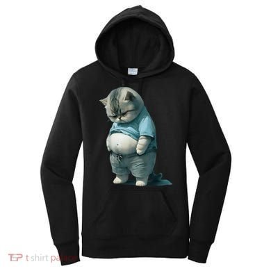 Funny Fat Cat Art Design Fat Kitten Cat Lover Women's Hoodie