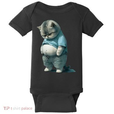 Funny Fat Cat Art Design Fat Kitten Cat Lover Baby Bodysuit