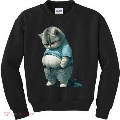 Funny Fat Cat Art Design Fat Kitten Cat Lover Kids Sweatshirt