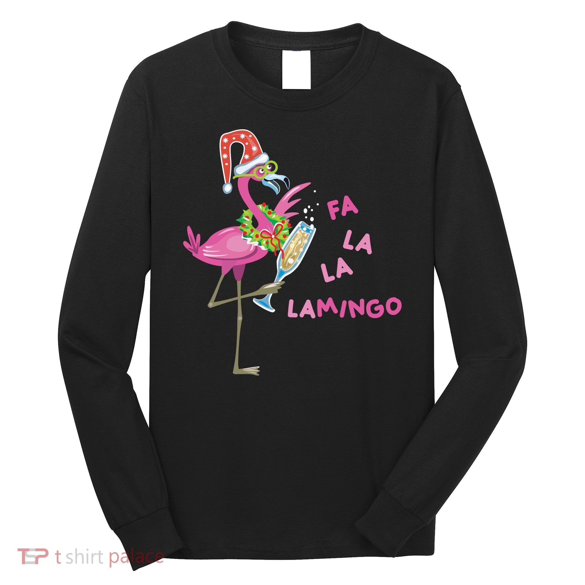 Falala Flamingo Christmas Holiday Festive Long Sleeve Shirt