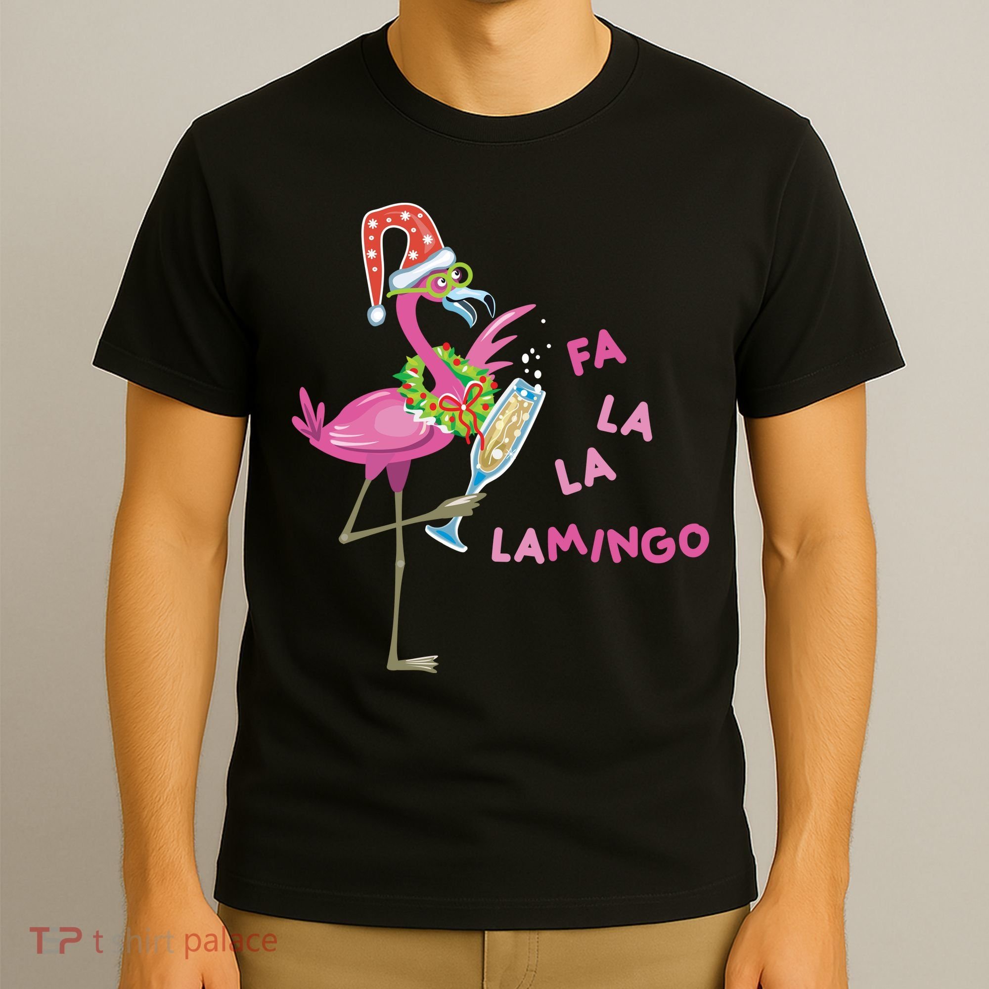 Falala Flamingo Christmas Holiday Festive T-Shirt