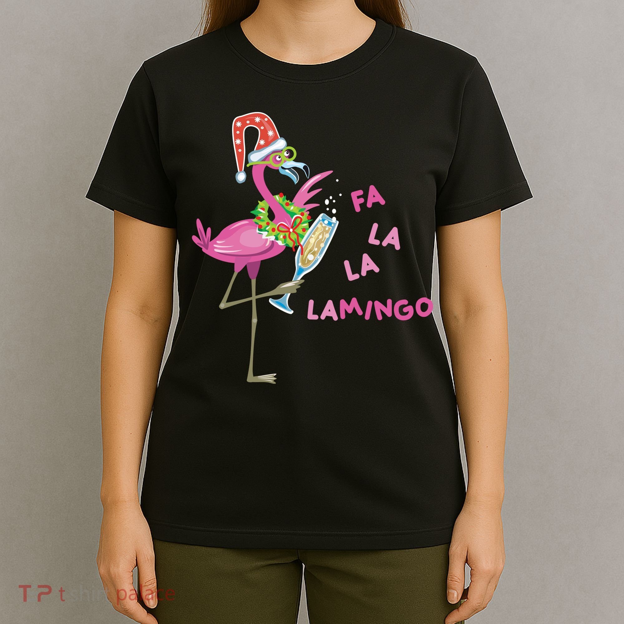 Falala Flamingo Christmas Holiday Festive T-Shirt