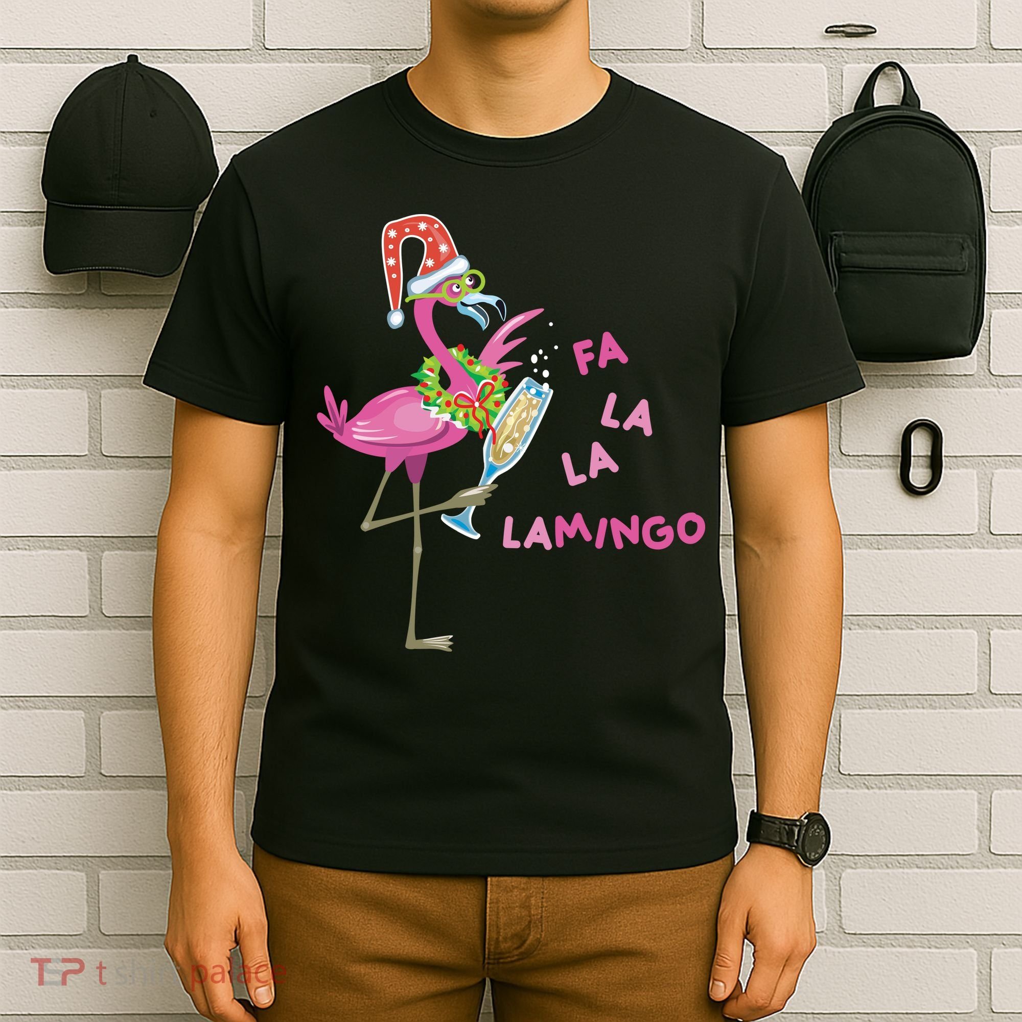 Falala Flamingo Christmas Holiday Festive T-Shirt