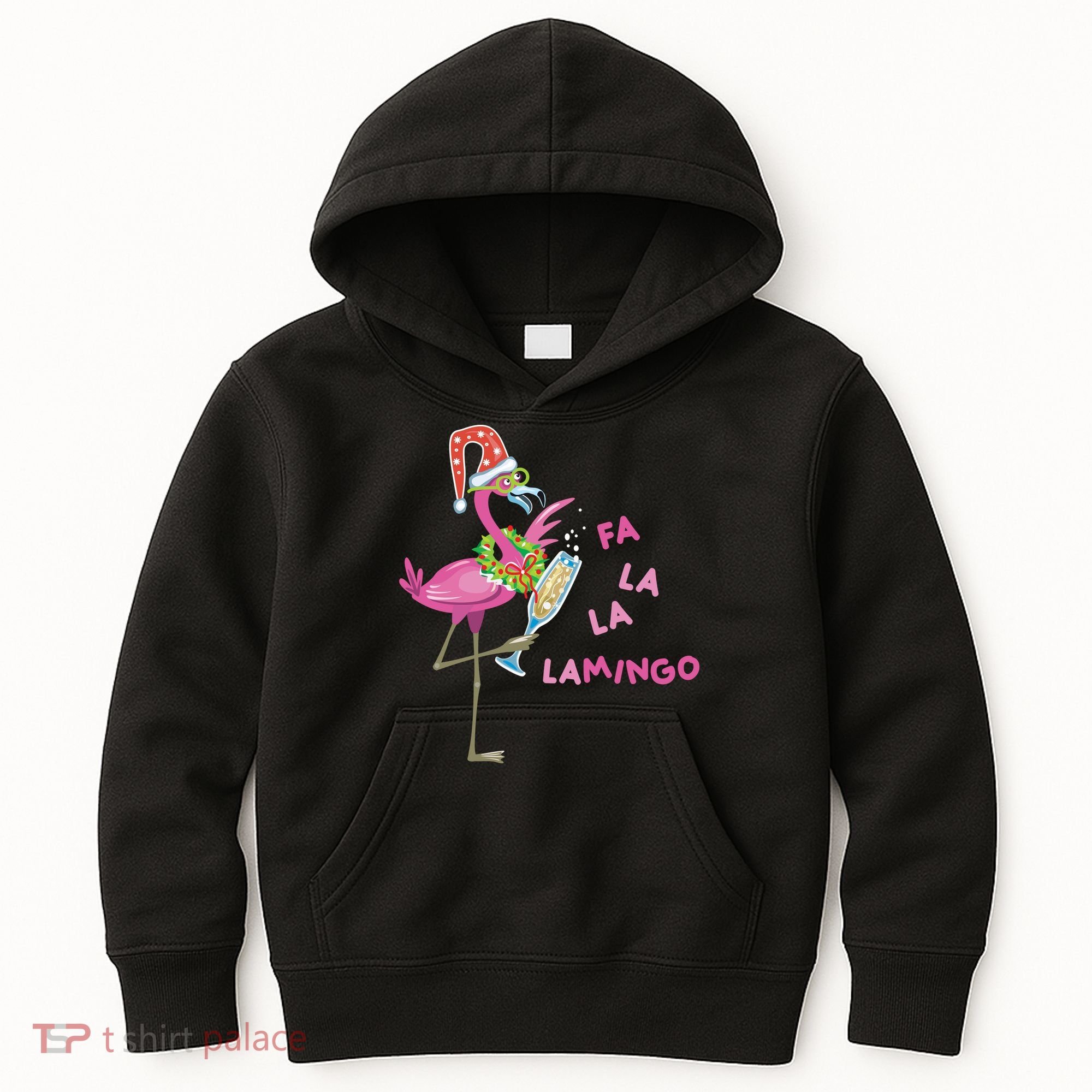 Falala Flamingo Christmas Holiday Festive Kids Hoodie